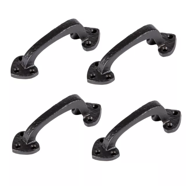 4x Rustic Arrowhead Door Handle Cast Iron Antique Cupboard Pull H100mm Black