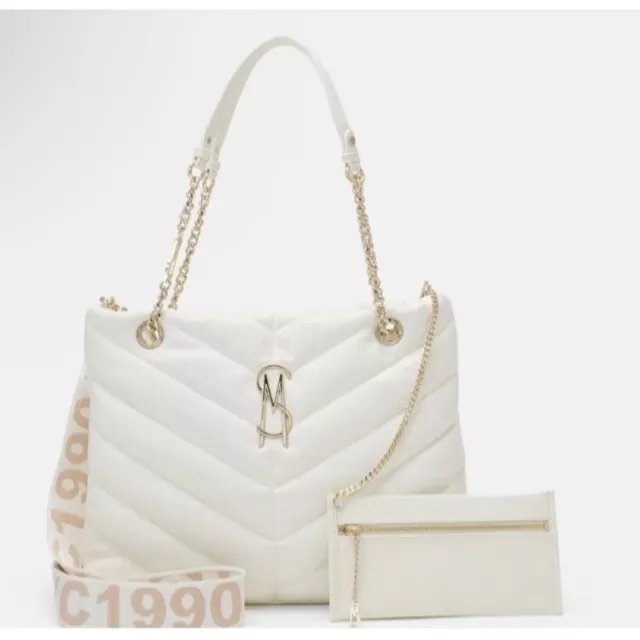 Steve Madden Bcameo Quilted Tote Bag Cream New with Defects