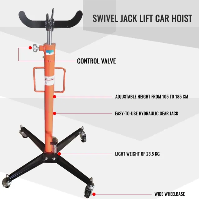 New 0.5 Ton Vertical Hydraulic Gear Transmission Swivel Jack Lift Car Hoist