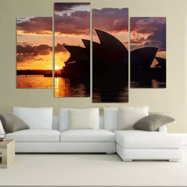 Sydney Australia Opera House Framed 4 Piece Canvas Wall Art Painting Wallpaper P