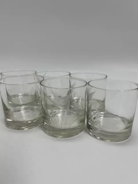 Small Etched Glasses Juice Glass Cocktail Glass Wheat Design set of 6