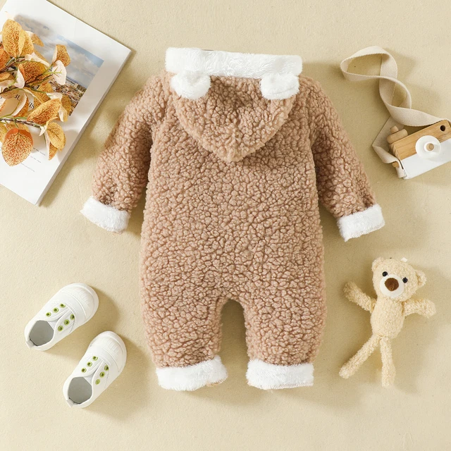 Newborn Baby Girls Boy Romper Cute Bear Warm Hooded Coat Jumpsuit Clothes Outfit 5