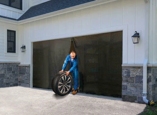 Pantalla de puerta de malla magnética 16' W x 7' H manos libres de lujo manos libres para 2 autos puerta de garaje Pantalla de puerta de malla magnética 16' W x 7' H manos libres de lujo manos libres para 2 autos puerta de garaje
