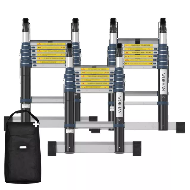 WORHAN® 5m Escalera Telescópica PRO Multifución Tijera de Alta Calidad 500cm