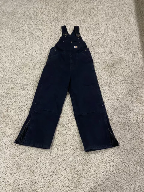 Youth Carhartt Black Winter Insulated Bib Overalls Size 12