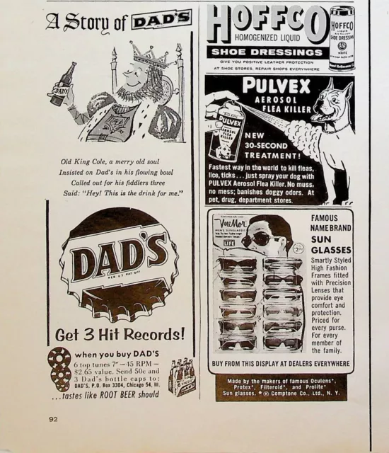1958 Dad's Root Beer Soda Vintage 1950s Print Ad Get 3 Hit 45 RPM Records