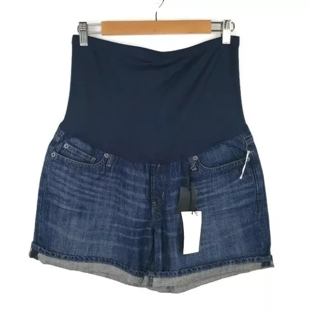 Gap Maternity Jean Shorts Size 10 Sexy Boyfriend Dark Wash Denim Full Panel NEW