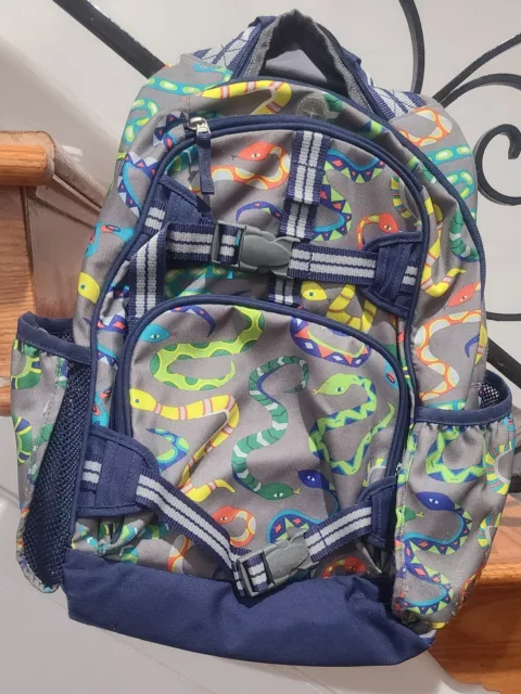 Pottery Barn Kids Large Backpack; No Monogram; Gray W/Snakes