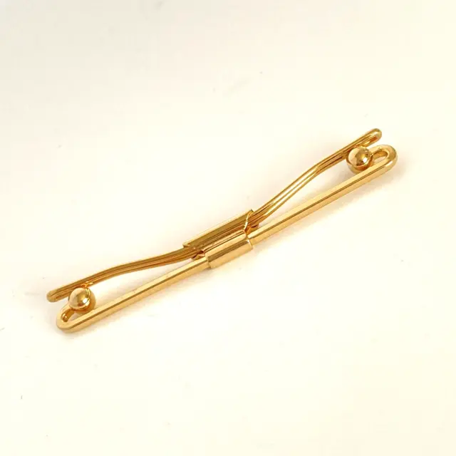 Gold Tone Classic Bent Wire Mens Collar Bar Clip 2 1/2"