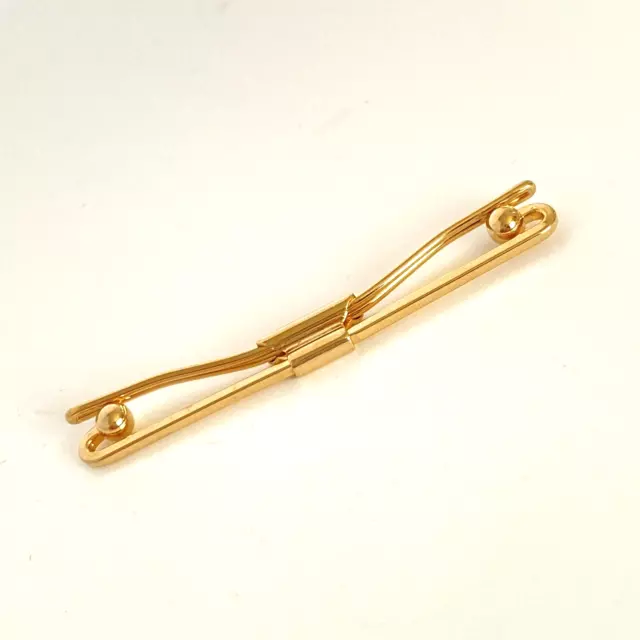 Gold Tone Classic Bent Wire Mens Collar Bar Clip 2 1/2"