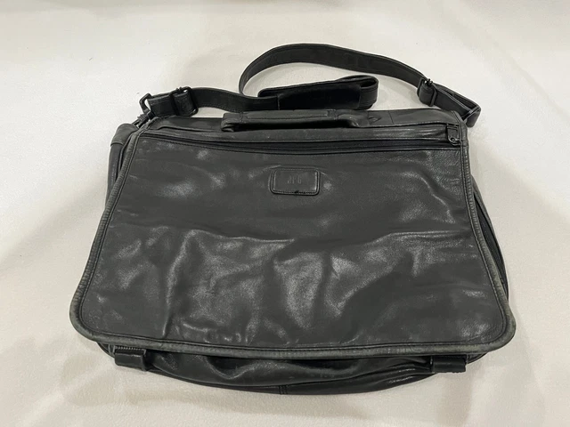 Vintage Tumi Black Leather Laptop Briefcase Carry On Messenger Bag