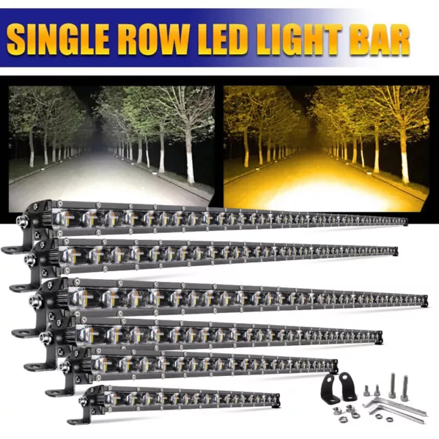 7-50" Slim LED Work Light Bar Dual Color Strobe Combo Driving Offroad Truck SUV