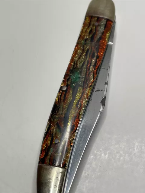 Vintage Case Fight Rooster Christmas Tree Pocket Knife Double Blade 3