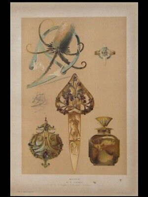 Miroir Narcisse Couché Verre Patiné Rene Lalique R.Lalique Glass Hand Mirror Box 