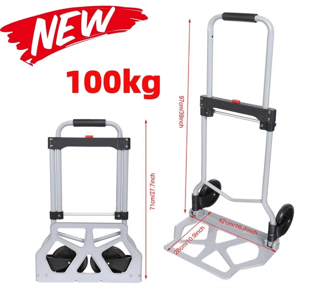 Produktbild von Profi Treppensackkarre Klappbar – 100 Kg Tragfähigkeit, Aluminium, 4,4 Kg Leicht