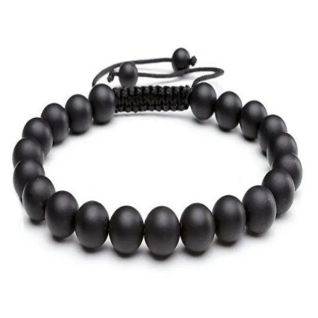 8mm Frosted Obsidian Gemstone Mala bracelet 7.5 inches Meditation Chakas energy