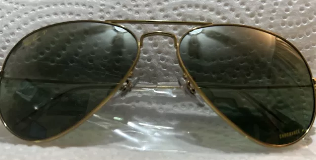 Ray Ban Aviator Chromance Polarized Silver/Green Unisex Sunglasses RB3025 9196G4