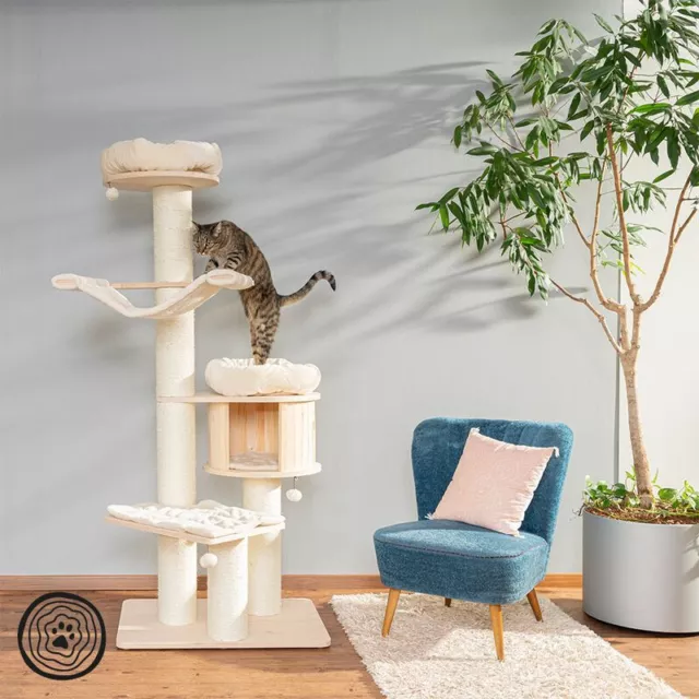 Poste de plataforma para rascar árbol para gato cama de sisal grueso establo robusto