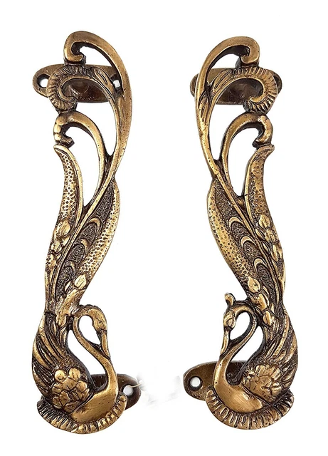 Home Office Decorative Unique Peacock Design Brass Main Door Handle Pair