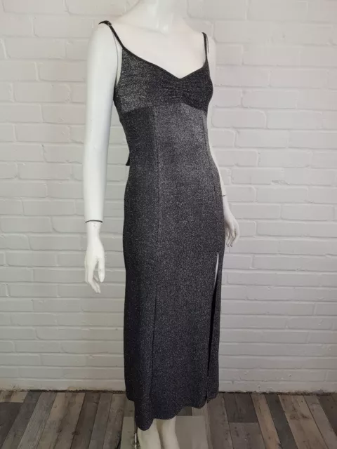 URBAN OUTFITTERS MIDI Dress Medium Black Silver Slip Strappy