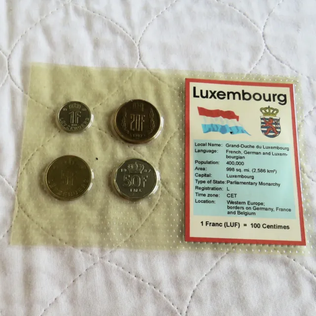 LUXEMBOURG 4 COIN FRANC PRE EURO TYPE SET - sealed pack