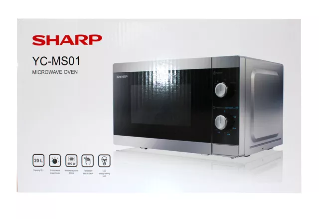 Sharp Mikrowelle 20L, 800W,  silber/schwarz Drehteller 25,5 cm YC-MS01E-S