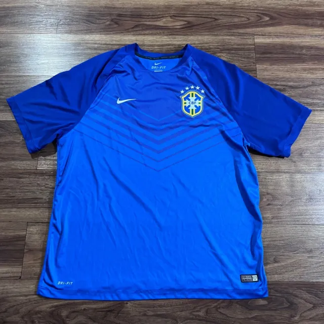 Mens NIKE Brazil Brasil Training Jersey, BNWT! Size L, Blue, 100% Auth! WC  2018