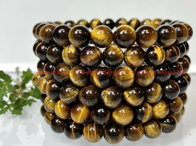 Wholesale 6 Pcs Natural Tiger Eye 8mm 7.5" Crystal Healing Stretch Bracelet