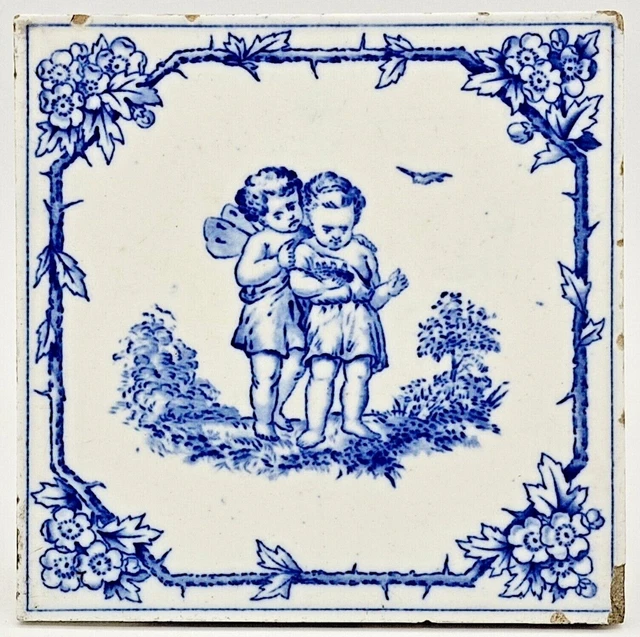 Minton Hollins & Co Fireplace Tile Cherubs C1890