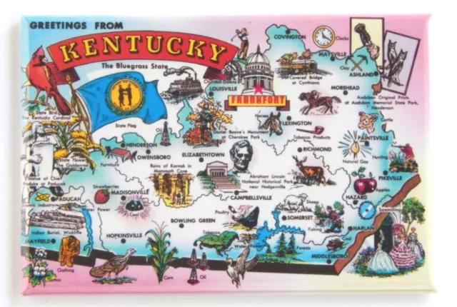 Greetings from Kentucky (Map) FRIDGE MAGNET travel souvenir