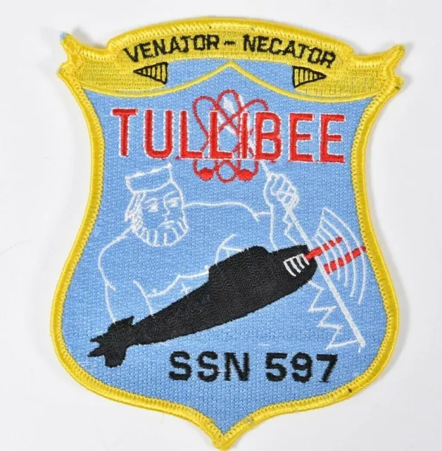 SSN-597 USS Tullibee U.S. Navy 1960 Quiet Hunter Killer Submarine Patch Large 5"
