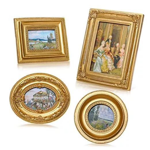 4 Pcs Vintage Picture Frames Mini Antique Picture Frame Small Gold Classic