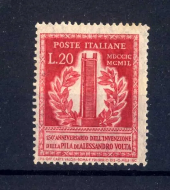 ITALIA - 1949 - 150º anniversario dell'invenzione della pila di Volta 20L. MNH**