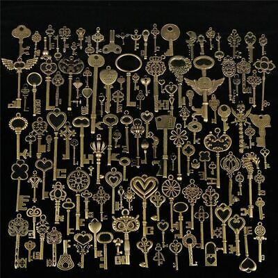 Cute 130pcs Antique Vintage old look Bronze Ornate Skeleton Keys Decor DIY Craft