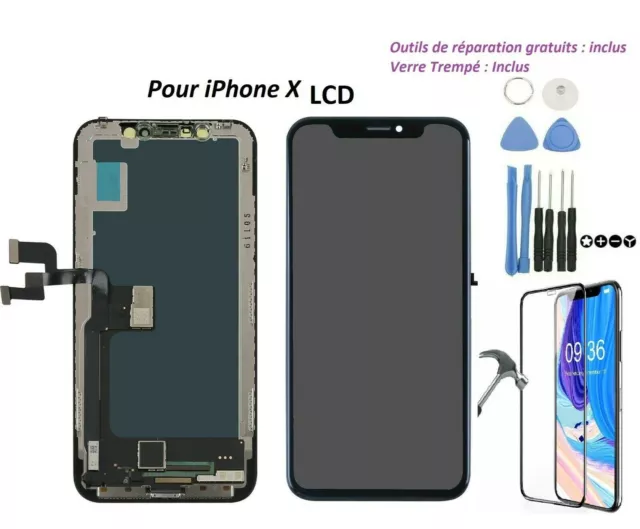 Neuf Pour iPhone X ecran LCD vitre tactile + outils de réparation & verre trempé