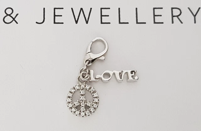 GOOIX CHARM Love and Peace Silber 925 er Charms Anhänger viele Zirkonia NEU 147