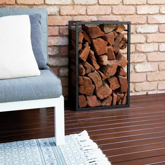 Glow Oakridge Fireplace Rectangle Firewood Log Holder | Steel Wood Storage 3