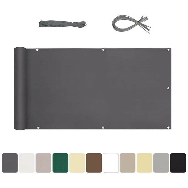 Balkonsichtschutz Aus Polyester – 160 G/m², 0,8x9,5 M, Mit Ösen & Kordel, Blickdicht & UV-geschützt