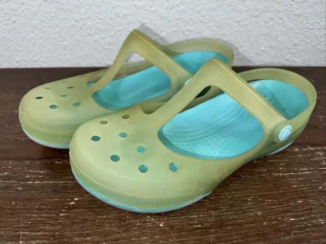 Crocs Carlie Mary Jane Womens Size 8 Jelly Translucent Clogs Slingback Sandals