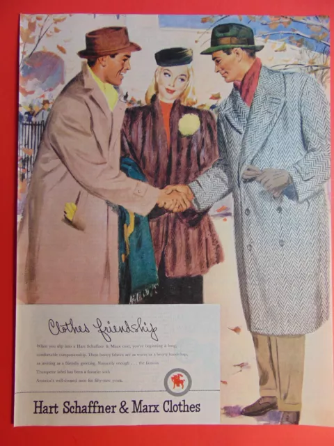1946 HART SCHAFFNER & MARX Friendly Clothes photo art print ad