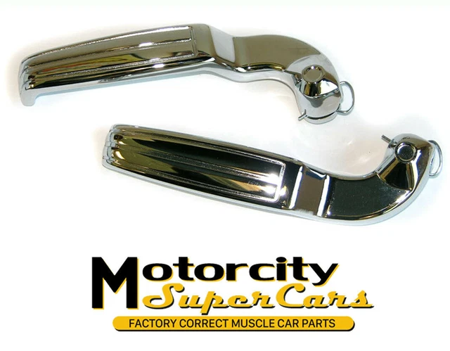 68-72 Gm Chrome Interior Door Handles With Clips Pair 2Pc Chevelle Camaro Gto
