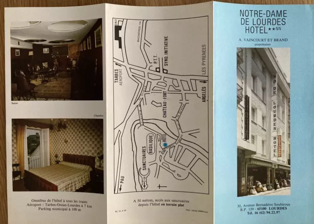 1960S HOTEL NOTRE DAME DE LOURDES-FRANCE BROCHURE FOLDER TRAVEL VINTAGE ...