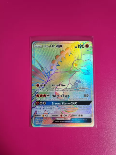 RAINBOW Ho-Oh GX HYPER RARE FULL ART Pokemon SM80 Black Star Holo Promo - LP