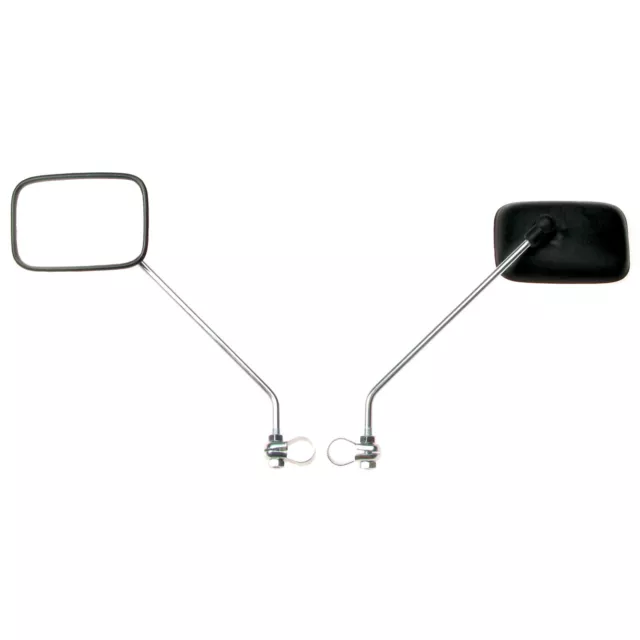 2x Universal Spiegel M8/ Schelle eckig Form (rechts/links) für Moped Mofa Simson
