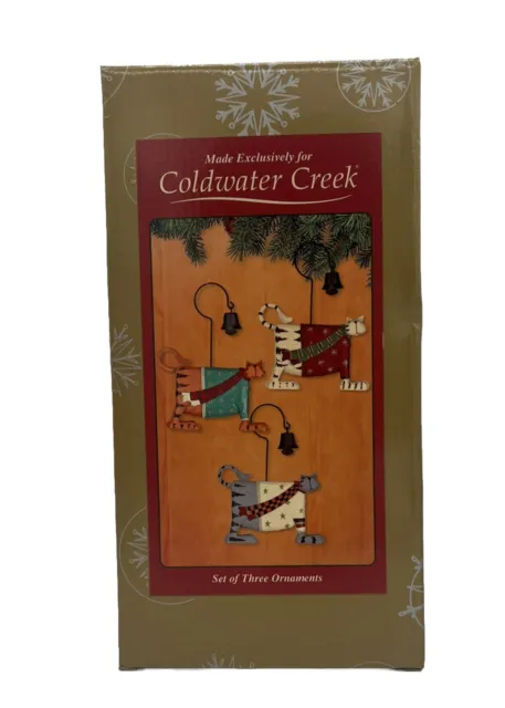 Williraye Studio for Coldwater Creek Set of 3 Resin Cat Christmas Ornaments