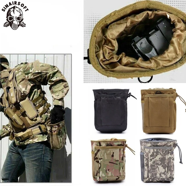 thumbnail image 2 of Obemisk Dump Pouch, Tactical Molle Drawstring Magazine Dump Pouch, Adjustable Military Utility Belt Fanny Hip Holster Bag Outdoor Ammo Pouch, Tactical Molle Drawstring Magazine Dump Pouch(Brown 2 of 14