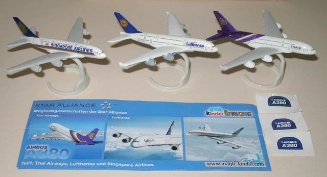 Serie Completa Airbus A380 (De167 A - De167 C) + 3 Bpz Kinder Germania 2009/2010