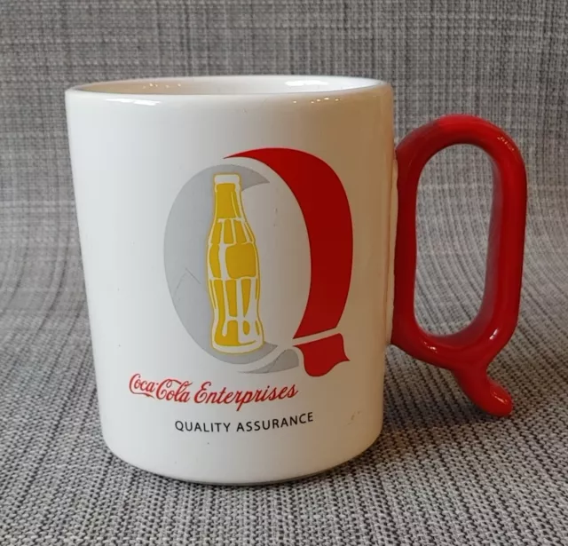Coca-Cola Quality Assurance Coffee Mug Cup Q Shaped Handle Vintage Soda Coke
