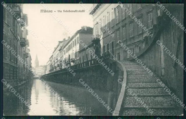 Milan Città Viia Fatebenefratelli Naviglio postcard KF2595