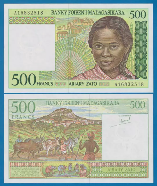 Madagascar 500 Francs P 75a Signature 4 (= 100 Ariary) ND 1994 UNC